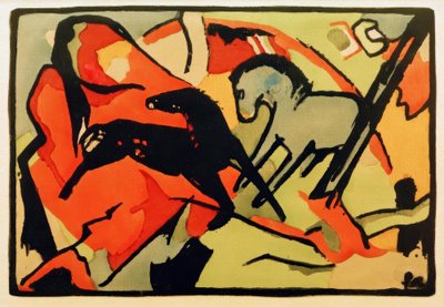 2頭の馬 作： Franz Marc