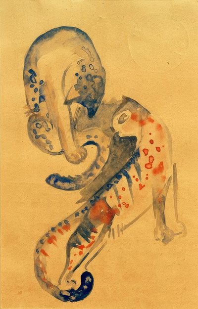 2匹の大きな猫 作： Franz Marc