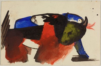 2 匹の動物、シンデルスドルフからミュンヘンのワシリー・カンディンスキーへのはがき 作： Franz Marc