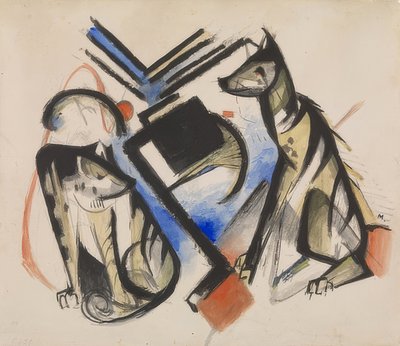 2つのオオカミ。 1913 作： Franz Marc