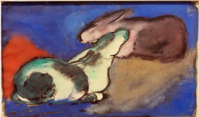 2つの眠っているウサギ 作： Franz Marc