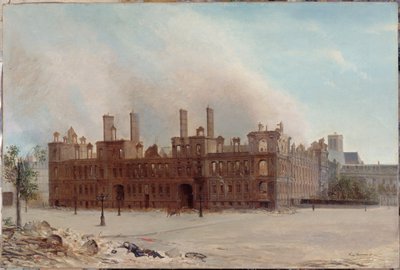 1871年の火災後のロテル・ド・ヴィル、1871年（油彩・カンヴァス） 作： Franz Moormans