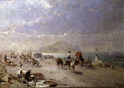 イタリア・パレルモ湾の海岸道路 作： Franz Richard Unterberger