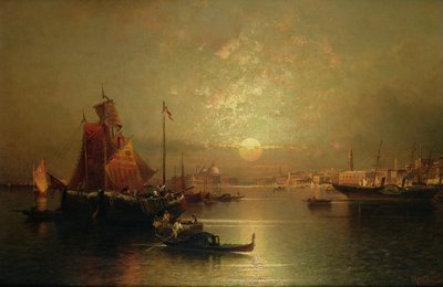 ラグーン、ヴェネツィア、夕暮れ時の配送 作： Franz Richard Unterberger