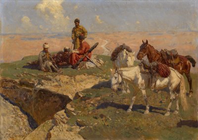 1917年の休息時の白人ライダー 作： Franz Roubaud