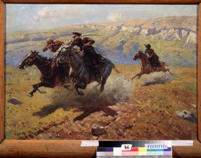 決闘（デュエル）。 フランツ・ルボー (1856-1928) の絵画、キャンバスに油彩 作： Franz Roubaud