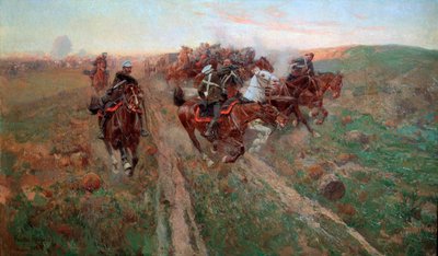 1900年1854年7月のキュリュックダラの戦いのシーン。 作： Franz Roubaud