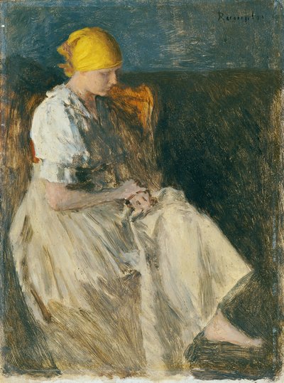 座っている女の子 作： Franz Rumpler