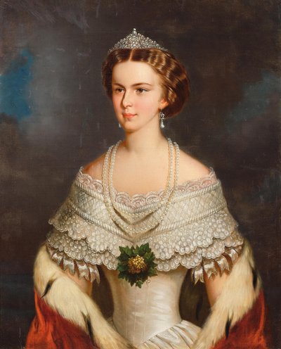 バイエルンのエリザベートの肖像、1854年。 作： Franz Schrotzberg