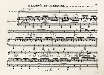 Franz Schubert (1797-1828) による Ave Maria の最初のメモ 作： Franz Schubert