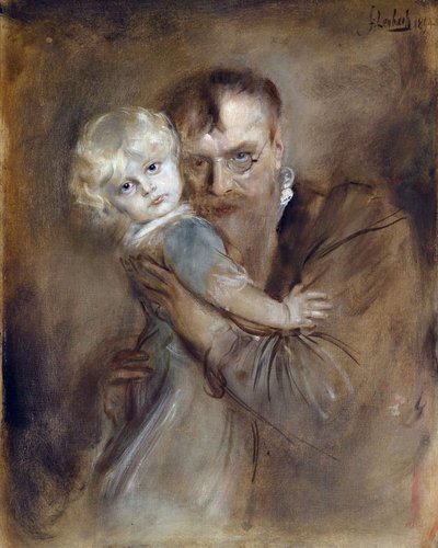 娘マリオンとの自画像 - Lenbach, Franz, von (1836-1904) - 1894 - 油彩・キャンバス - 81,5x65,5 - 個人蔵 作： Franz Seraph von Lenbach