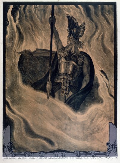 火を呼ぶオーディン、1914年頃（カラーリソ） 作： Franz Stassen