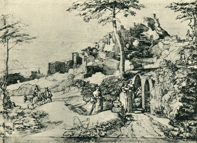 イタリア、ローマ近郊のオレバノの噴水に立つ女性、1822年、1943年。 作： Franz Theobald Horny