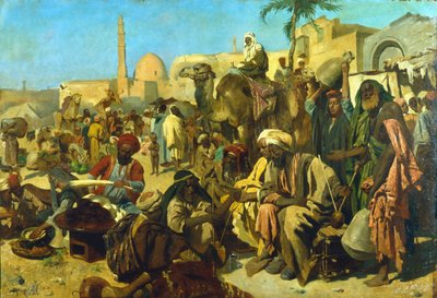 「カイロの市場」、19 世紀後半 作： Franz Theodor Wurbel