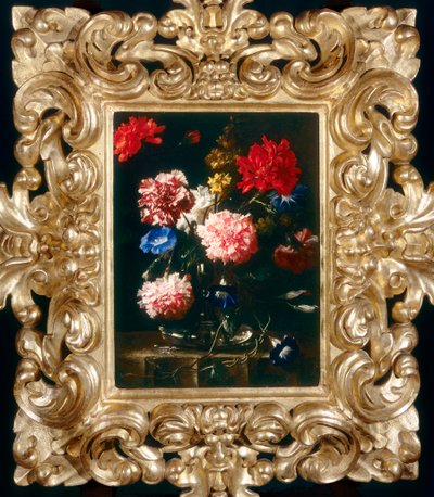 ガラスの花瓶に入った花のある静物 作： Franz Werner Tamm