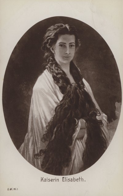 オーストリア皇帝フランツ・ヨーゼフ1世の妃、バイエルンのエリザベート（リトグラフ 作： Franz Xaver  Winterhalter (after)