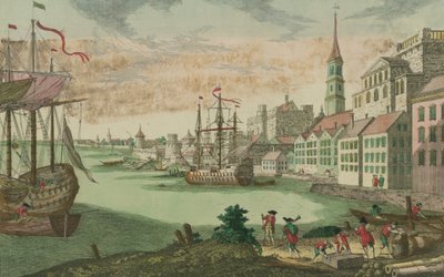 マサチューセッツ州ボストンの港、1770〜80年頃 作： Franz Xaver Habermann