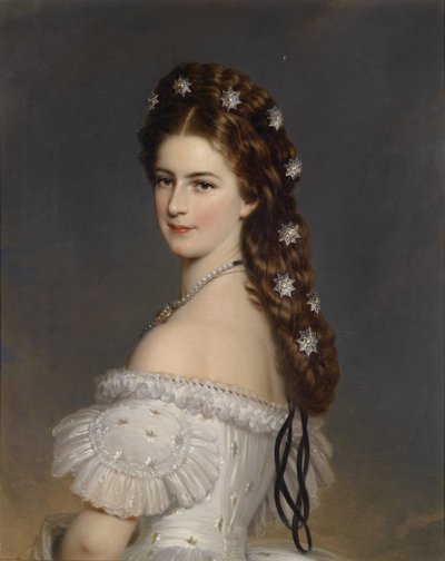 オーストリアの女帝エリザベス、髪にダイヤモンドの星をつけた、1860年頃 作： Franz Xaver Winterhalter