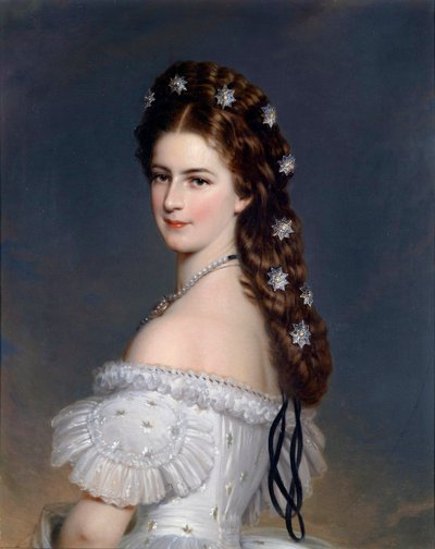 「ヴィッテルスバッハのエリザベート (1837-1898) (シシィまたはシシィ)、オーストリア皇后 (1854-1898) およびハンガリー女王 (1867-1898) の肖像」" フランツ ザビエル ヴィンターハルター (1805-1873) による絵画、1860 年頃コレクション 作： Franz Xaver Winterhalter