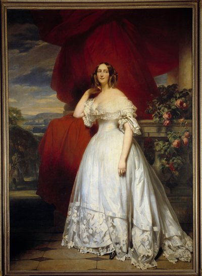 マレシャル・ベルティエの妹の足元の肖像 フランツ・クサヴァー・ヴィンターハルター（1806-1873）の絵画（Ec.All.） 1830年 ボワシー・サン・レジェー。グロスボワ城（Chateau De Grosbois 作： Franz Xaver Winterhalter