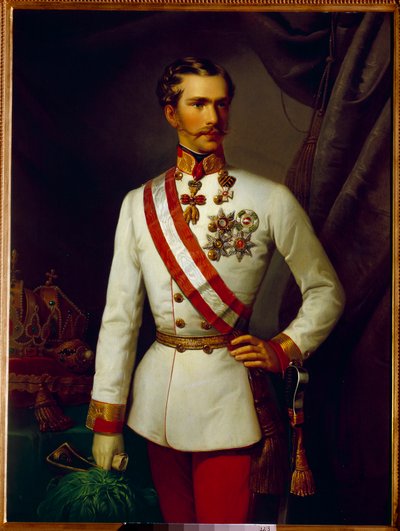 フランソワ・ヨーゼフ・オブ・オーストリアの肖像は、28歳の時の礼服姿（1830-1916年）。フランソワ・クサヴァー・ヴィンターハルター（1806-1873）による絵画 作： Franz Xaver Winterhalter