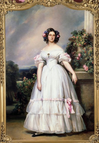 フランス国王ルイ・フィリップ（Louis-Philippe）1世の娘、クレメンティーヌ・ドルレアン王女（1817-1907）の肖像。グザバー・ヴィンターハルター（1806-1873）による絵画 1838年ディム。1,37 X 2,06 m 個人蔵 作： Franz Xaver Winterhalter