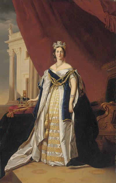戴冠式のローブのビクトリア女王の肖像 作： Franz Xaver Winterhalter