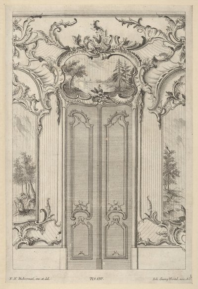 「Wandfüllungen」からの両開きドアのある壁の高さ。 1748-70。 作： Franz Xavier Habermann