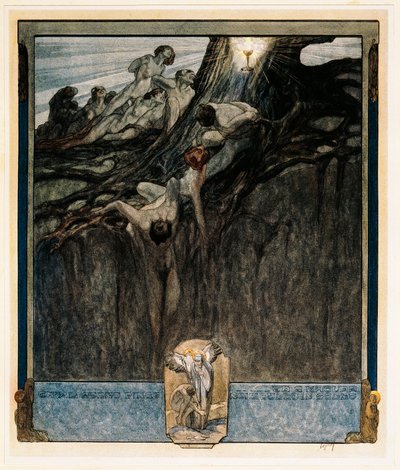 オーストリア、ウィーン、フランツ・フォン・バイロスによるダンテ・アリギエーリ『神曲』の挿絵（『天国』第4曲 作： Franz von (1866 1924) Bayros