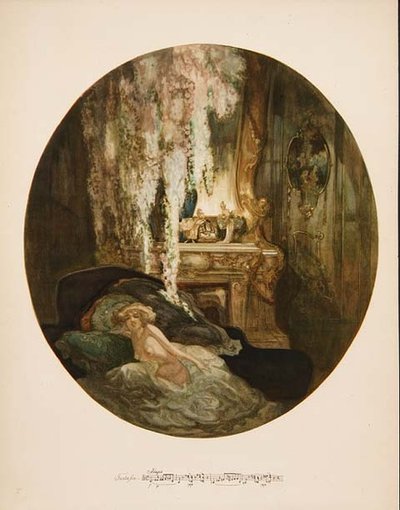 ブドワールでのヌードの女性 作： Franz von  Bayros