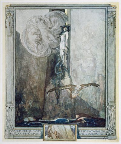 ダンテの「神曲」、インフェルノ、カント IX の挿絵。 28 作： Franz von Bayros (1866 1924)