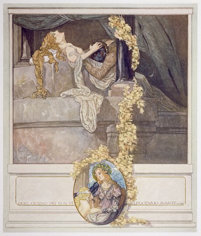 ダンテの「神曲」、インフェルノ、カント V の挿絵 作： Franz von Bayros (1866 1924)