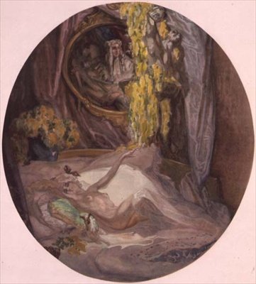 ベッドの上の女性 作： Franz von Bayros (1866 1924)