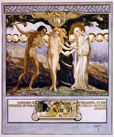 Dantes Divine Comedy、Paradise、Canto XXXII、1921年のイラスト（紙にトイレ） 作： Franz von Bayros