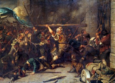 1850年の農民の反乱 赤い障壁の襲撃」 絵画：フランツ・デフレッガー（1835-1921 作： Franz von Defregger