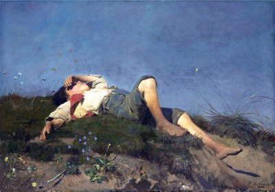 ドイツ語：ヒルテンナベ・シェパード少年 作： Franz von Lenbach