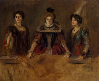 グループ ポートレート: 衣装を着た 3 人の女性 (Miss Heuberger、Ms. Obermayer、Ms. Putz) 作： Franz von Lenbach