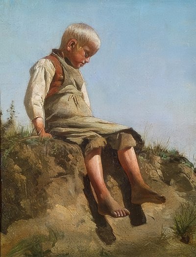 太陽の下の少年。 1860 作： Franz von Lenbach
