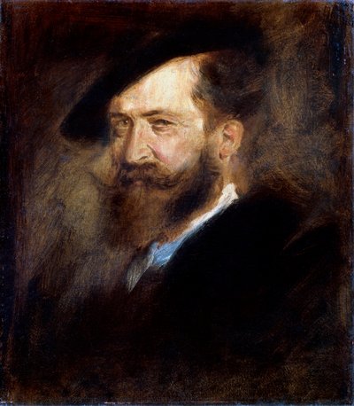アーティストの肖像Wilhelm Busch、1832-1908、1877-1880。 作： Franz von Lenbach
