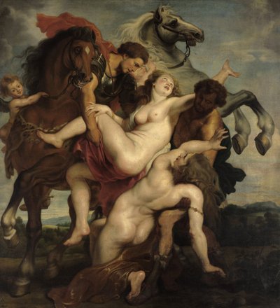 レウキッポスの娘たち、ミュンヘンでのルーベンスの絵のコピー 作： Franz von Lenbach, Peter Paul Rubens