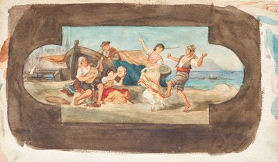 イタリア人の踊り - 天井画の下書き 作： Franz von Matsch