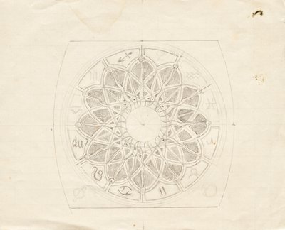 錨時計の文字盤のスケッチ(?) 作： Franz von Matsch