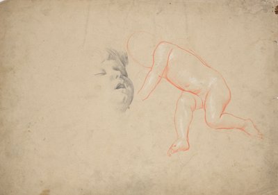 幼児、眠っている幼児の頭、女性の頭の研究 作： Franz von Matsch