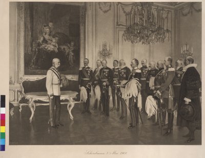 1908年5月8日、ドイツ連邦皇太子がシェーンブルン宮殿を訪問 作： Franz von Matsch