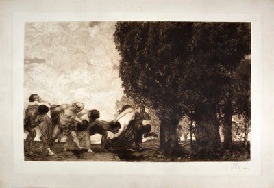 B商人、サテュロス、ニンフ（エッチング、20世紀 作： Franz von Stuck