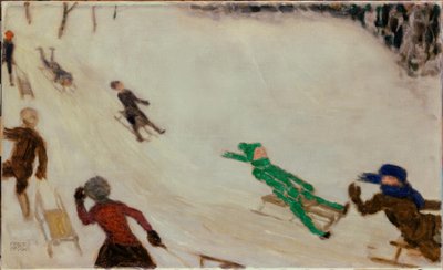 F V。漆喰、そり子供 作： Franz von Stuck