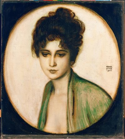 フランツ・フォン・スタック、フェズ夫人の肖像-絵画、1900 作： Franz von Stuck