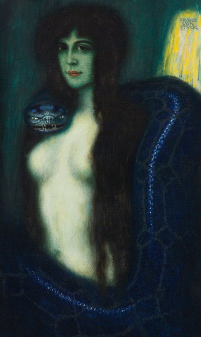 ル・ペーシェ（罪）」は、シュトゥック、フランツ、リッター・フォン（1863-1928）の作品です。キャンバスに油彩、サイズ：90,2x53,3、個人蔵 作： Franz von Stuck