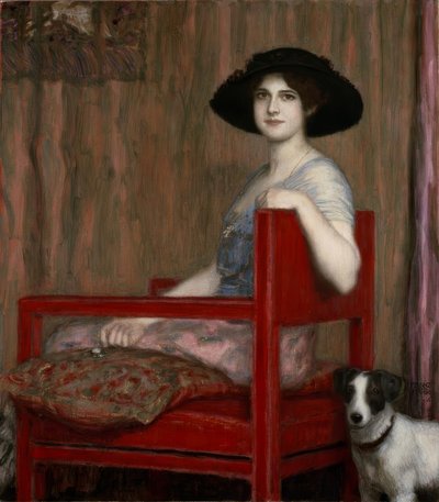 メアリーフォンスタック赤い肘掛け椅子 作： Franz von Stuck
