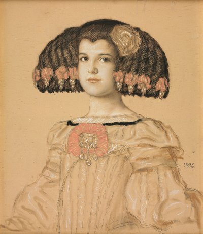 芸術家の娘であるメアリーの肖像、スペインの衣装、1908年 作： Franz von Stuck